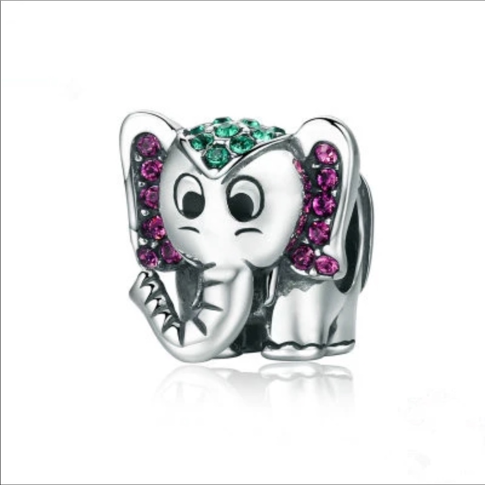 Sterling Silver Swarovski Elephant Bead Charm New